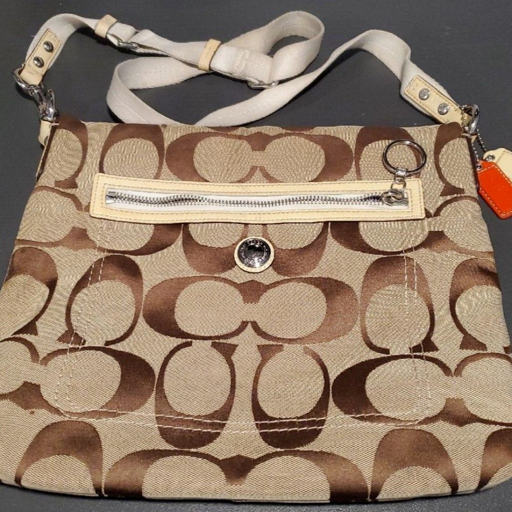 Coach Signature F14869 Crossbody Messenger Shoulder Bag Purse Brown